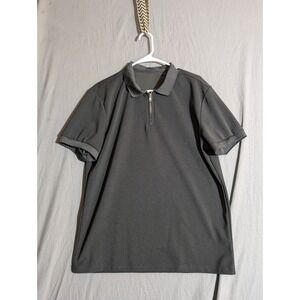 MANFINITY Mens XL Black Short Sleeve Quarter Zip Polo Shirt Casual Golf